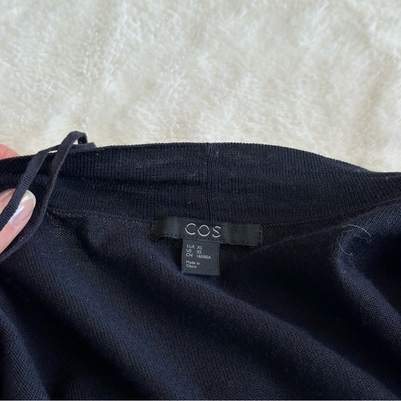 COS Wool Navy Blue Drape Long Sleeve Middle Cardigan XS - Picture 11 of 12